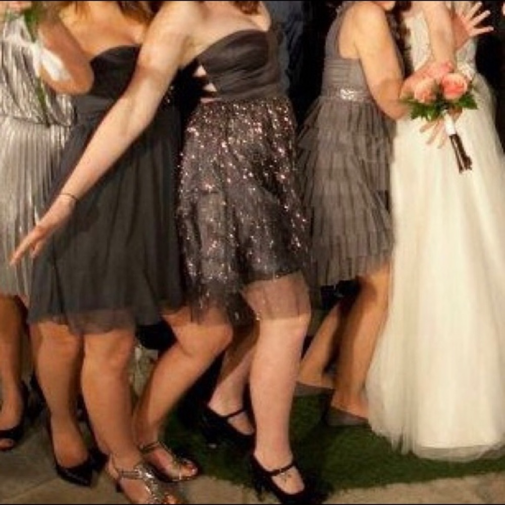 Dark Grey Strapless Formal Dress